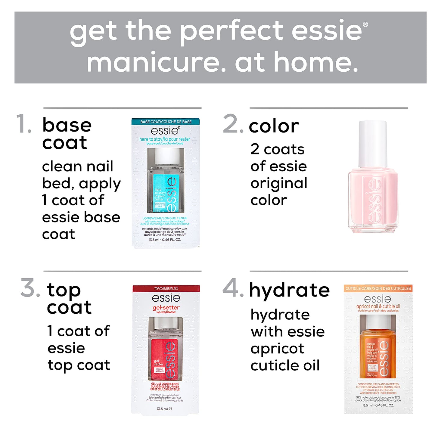 essie Nail Care, 8-Free Vegan, Gel Setter Top Coat, gel-like finish nail polish, 0.46 fl oz