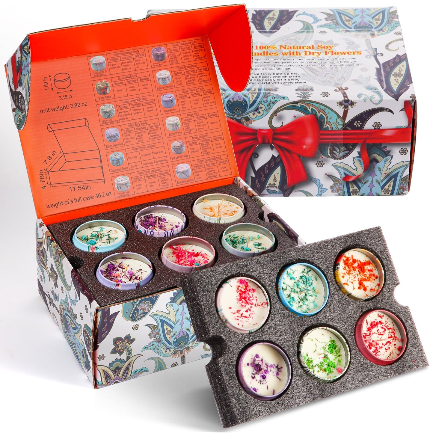 Peakpick 12-Pack Dried Flower Scented Candles Gift Set, Soy Wax, Aromatherapy Candles for Home Décor, Relaxation, and Unique Gifts – Ideal for Birthdays, Anniversaries, and Self-Care