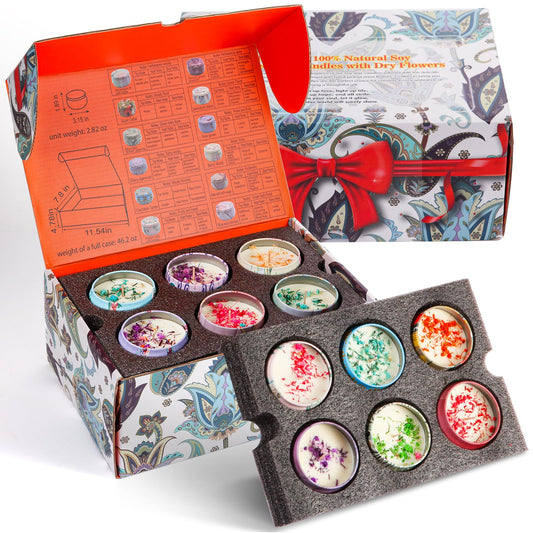 Peakpick 12-Pack Dried Flower Scented Candles Gift Set, Soy Wax, Aromatherapy Candles for Home Décor, Relaxation, and Unique Gifts – Ideal for Birthdays, Anniversaries, and Self-Care