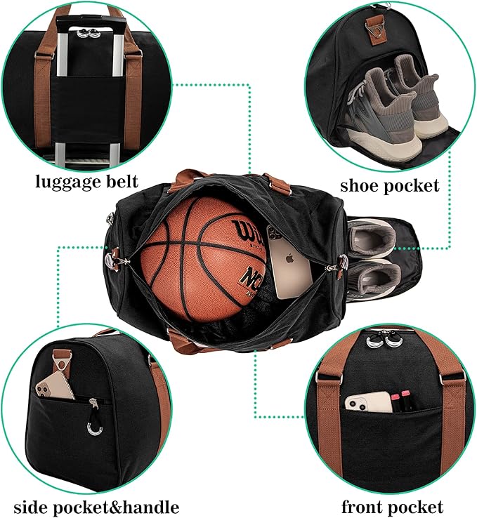 Kuston Sports Gym Bag with Shoe Compartment&Wet Pocket,Travel Duffel bag,Weekend Bag,Workout Bag Suitable for Men and Women