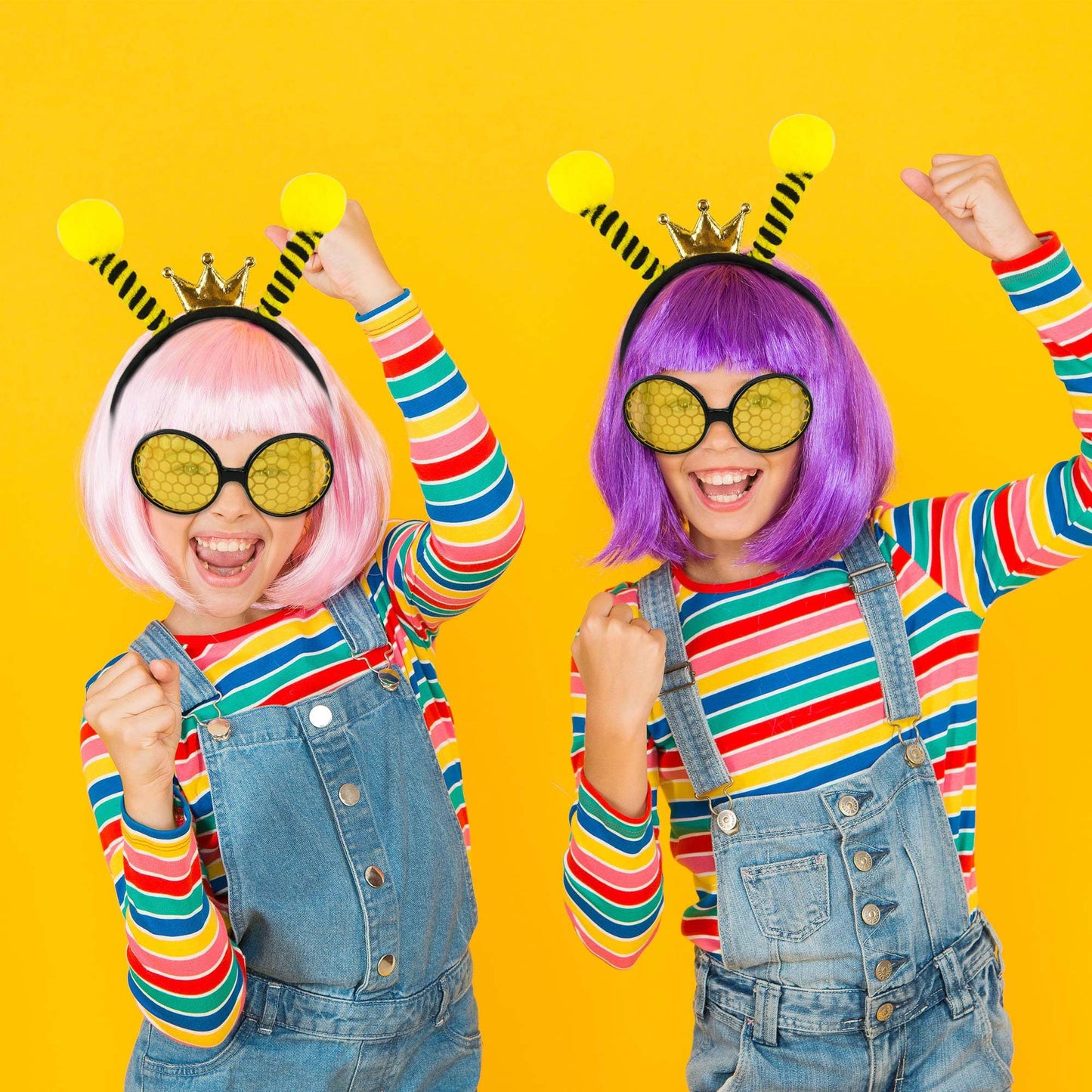 Flahard 12 Pcs Bee Headband Glasses Set Bee Headband with Sunglasses for Adults Kids New Year Cosplay Costume Accessories