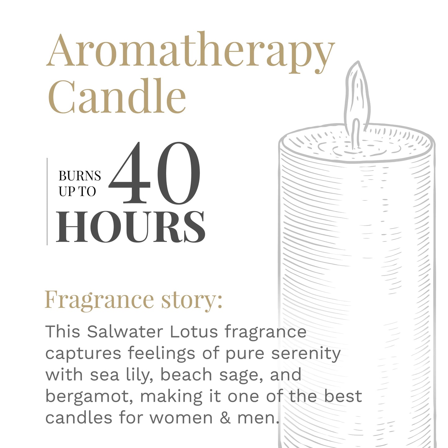 Candle-lite Scented Candles, Saltwater Lotus Fragrance, One 18 oz. Single-Wick Aromatherapy Candle with 110 Hours of Burn Time, White Color