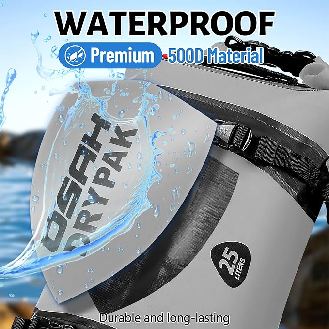 Waterproof Dry Bag - Motorcycle Luggage Tail Bag with Straps for Back Seat, Roll Top Lightweight Waterproof Backpack Sack for Travel, Swimming, Boating, Kayaking, Camping and Beach