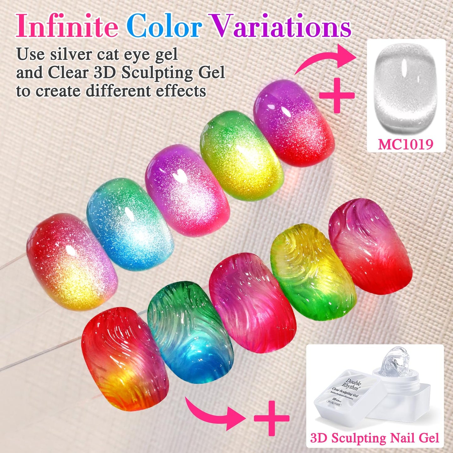 Double Rhythm 6 Pcs 15 ML Gel Polish Set Same Color Same Bottle Soak Off Gel Polish Kit Nail Art Manicure Salon DIY at Home for Women (Jelly Yellow Pink Red Purple Blue-T6-25)