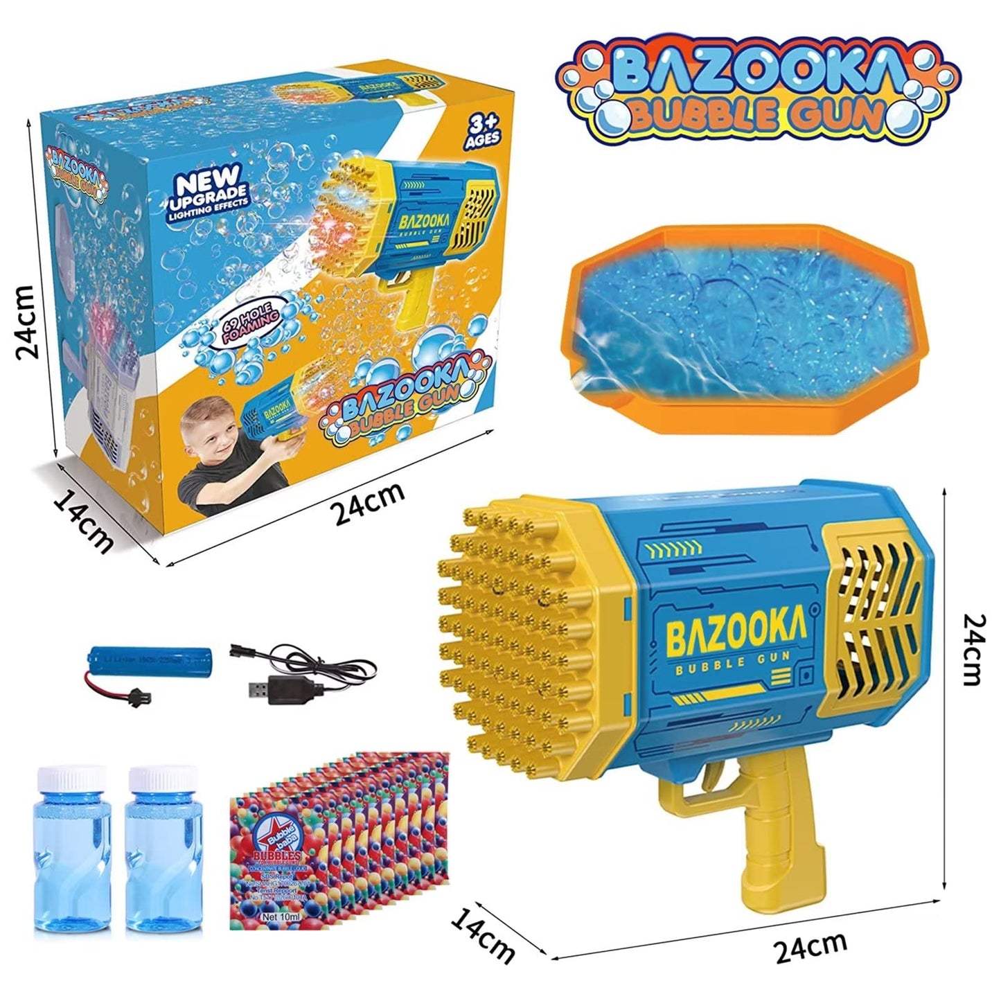 Bubble Machine Gun Kids Toys, Bubble Gun with Colorful Lights and Thousands Bubbles, Outdoor Toy Birthday Party Favors for Boys Girls Age 3 4 5 6 7 8 9 10 11 12 Years Old