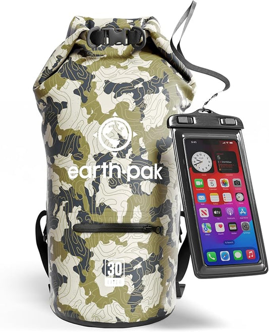 Earth Pak Waterproof Dry Bag with Zippered Pocket - Waterproof Dry Bag Backpack Keeps Gear Dry