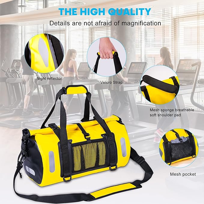 WILD HEART Waterproof Bag Duffel Bag 20L 30L 40L with Welded Seams Shoulder Straps, Mesh Pocket for Kayaking, Camping, Boating,Bicycle,Motorcycle