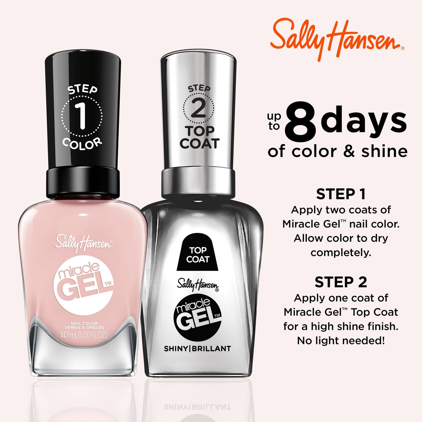 Sally Hansen Miracle Gel™, Once Chiffon a Time, Long Lasting, Gel-Like Formula, No UV Lamp Needed, Pink Nail Polish