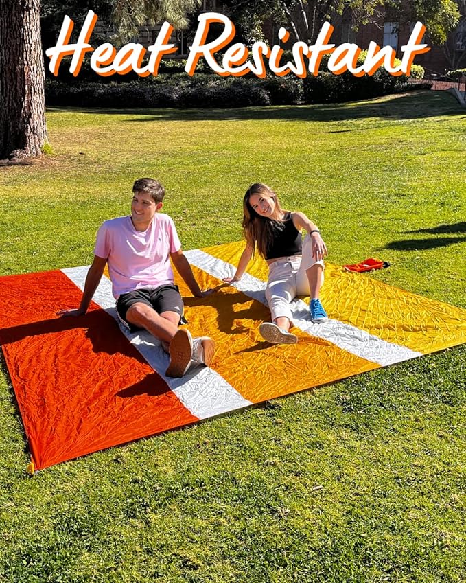 ECCOSOPHY Sandproof Beach Blanket - Oversized Sand Free Beach Mat 9'x10' - Lightweight Outdoor Picnic Blanket Anchored with 4 Corner Sand Pockets & Plastic Stakes - Heat Proof, Quick Drying & Compact