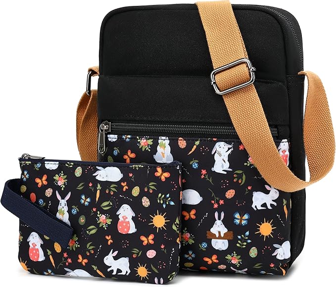 Leaper Girls Crossbody Purses for Kids 2 PCS Cross Body Bag Women Messenger Bag Girls Canvas Bag Cross Body Purse Set