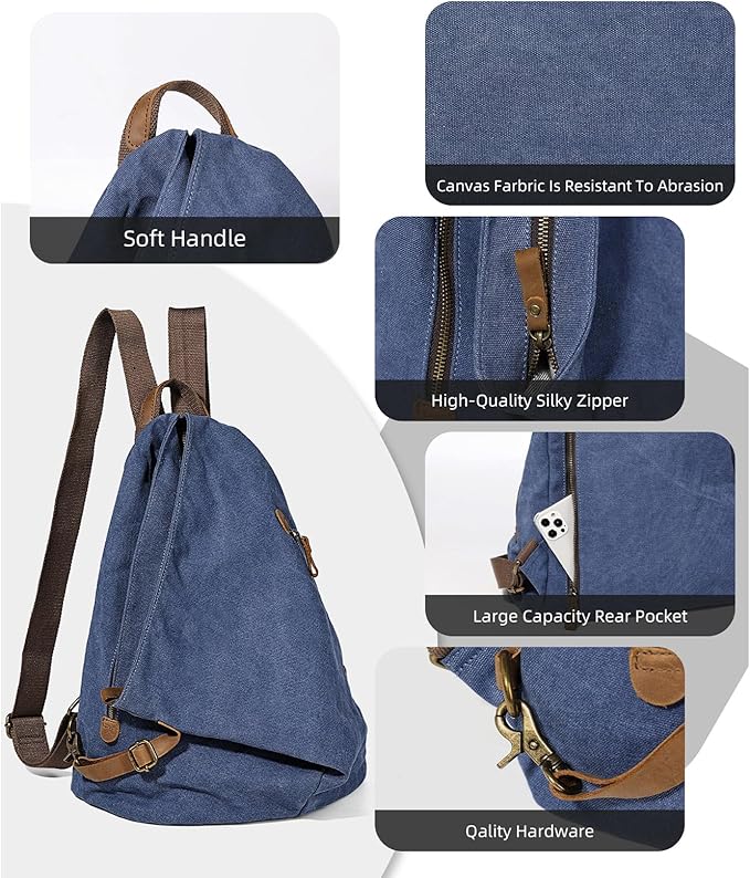 KL928 Canvas Vintage Backpack – Large Casual Daypack Outdoor Travel Rucksack Hiking Backpacks for Men Women