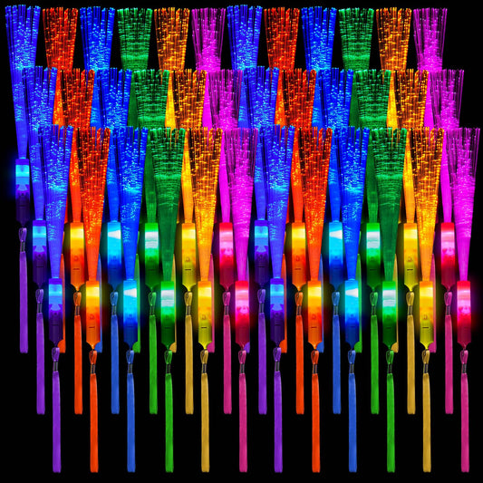 Skylety 36 Pcs Fiber Optic Wand, LED Fiber Optic Wand with 3 Light Modes, Glow Fibers Optics Sticks for Wedding Neon Party, New Year Party Favors, Bar Dj, Halloween, Christmas(Bright Color)