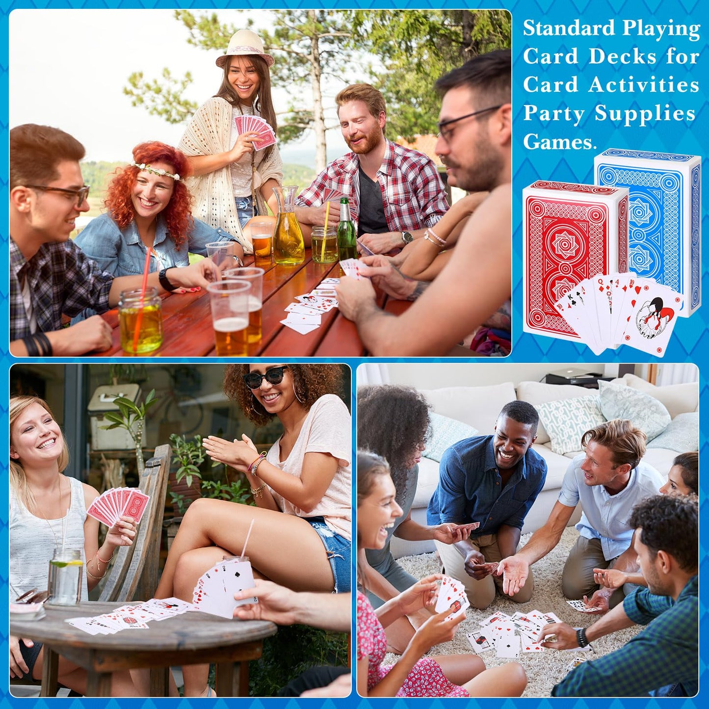 Zubebe 48 Pack Playing Cards Bulk Deck of Cards Standard Index Red and Blue Standard Playing Poker Size Travel Playing Item for Activities Party Supplies Games Novelty Gift