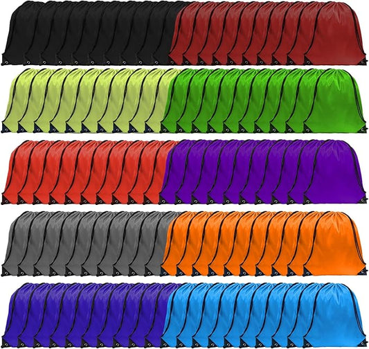 GoodtoU 100Pcs Drawstring Bags Bulk, 10 Color String Backpack for School, Sport, Travel, Team