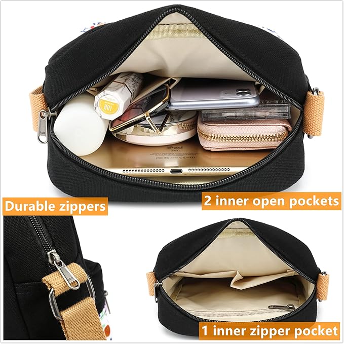 Leaper Girls Crossbody Purses for Kids 2 PCS Cross Body Bag Women Messenger Bag Girls Canvas Bag Cross Body Purse Set