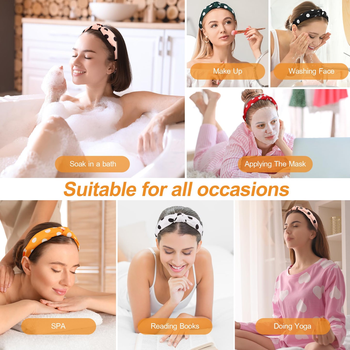 DiyJibb Headbands for Women Girls - 6PCS Stylish Top Knotted Headbands - Knotted Headband for Women - Head Bands Wide Hairband Hair Accessories