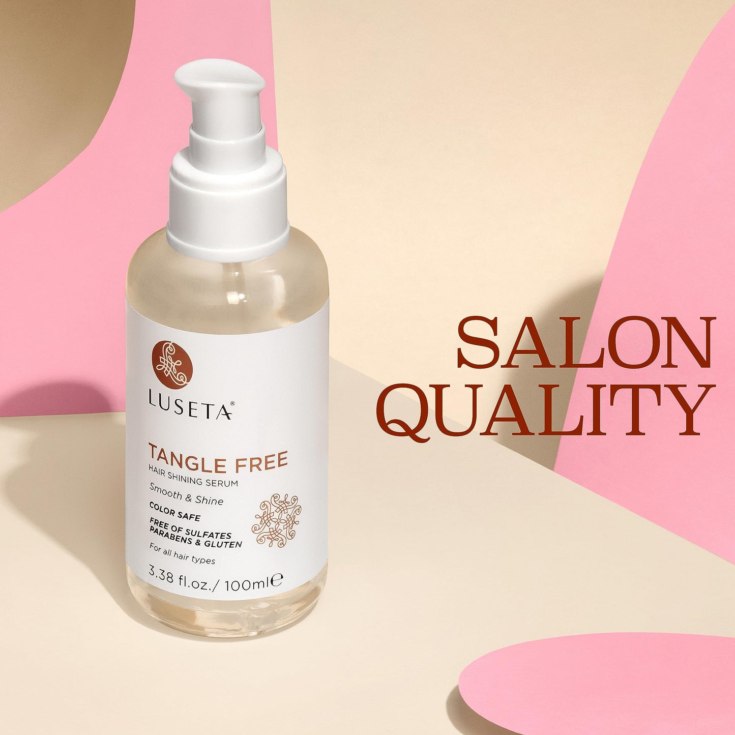 Luseta Tangle Free Routine Hair Serum Oil for Women and Men Detangling with Keratin and Argan Oil, Color Safe for Curly and Wavy Hair, Paraben & Gluten Free 3.38oz