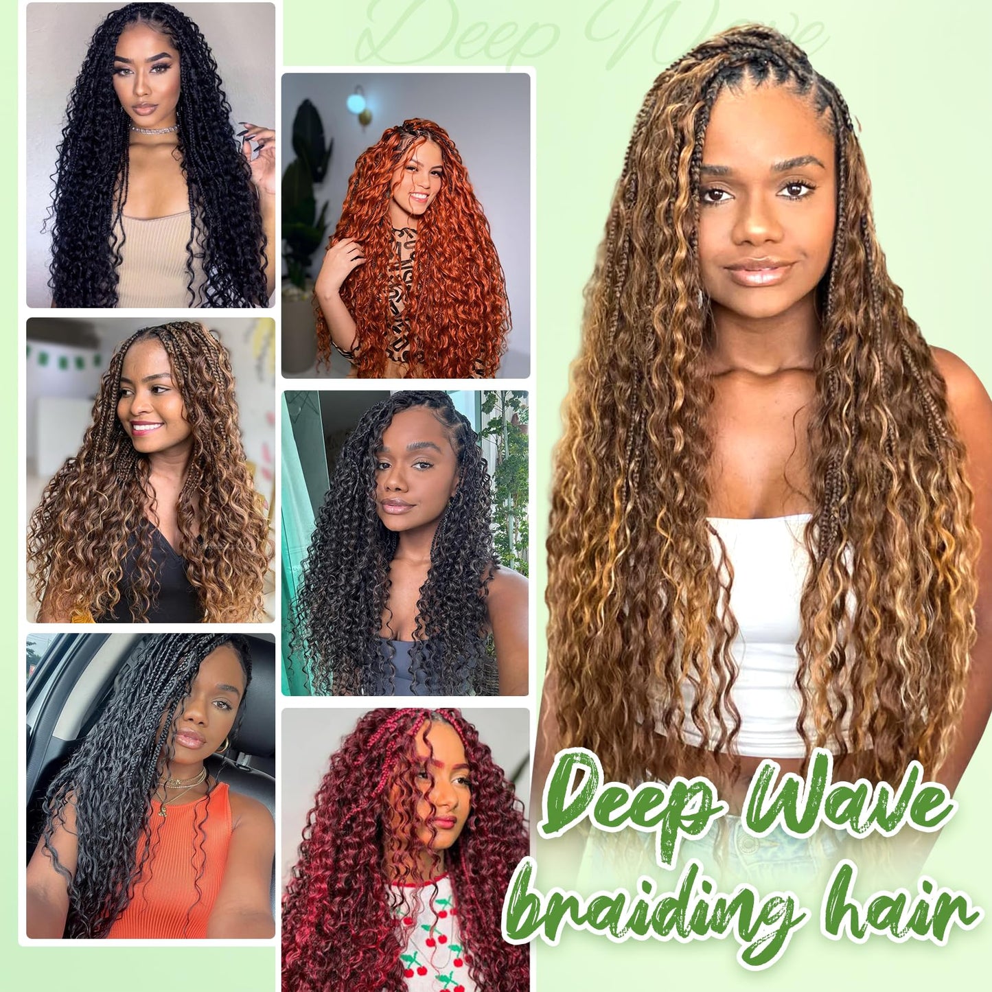 EERYA Long Curly Braiding Hair 18 Inch 2 Packs Red Ocean Wave for Black Women Deep Wave Braiding Hair for Boho Braids (18 inch, Red)