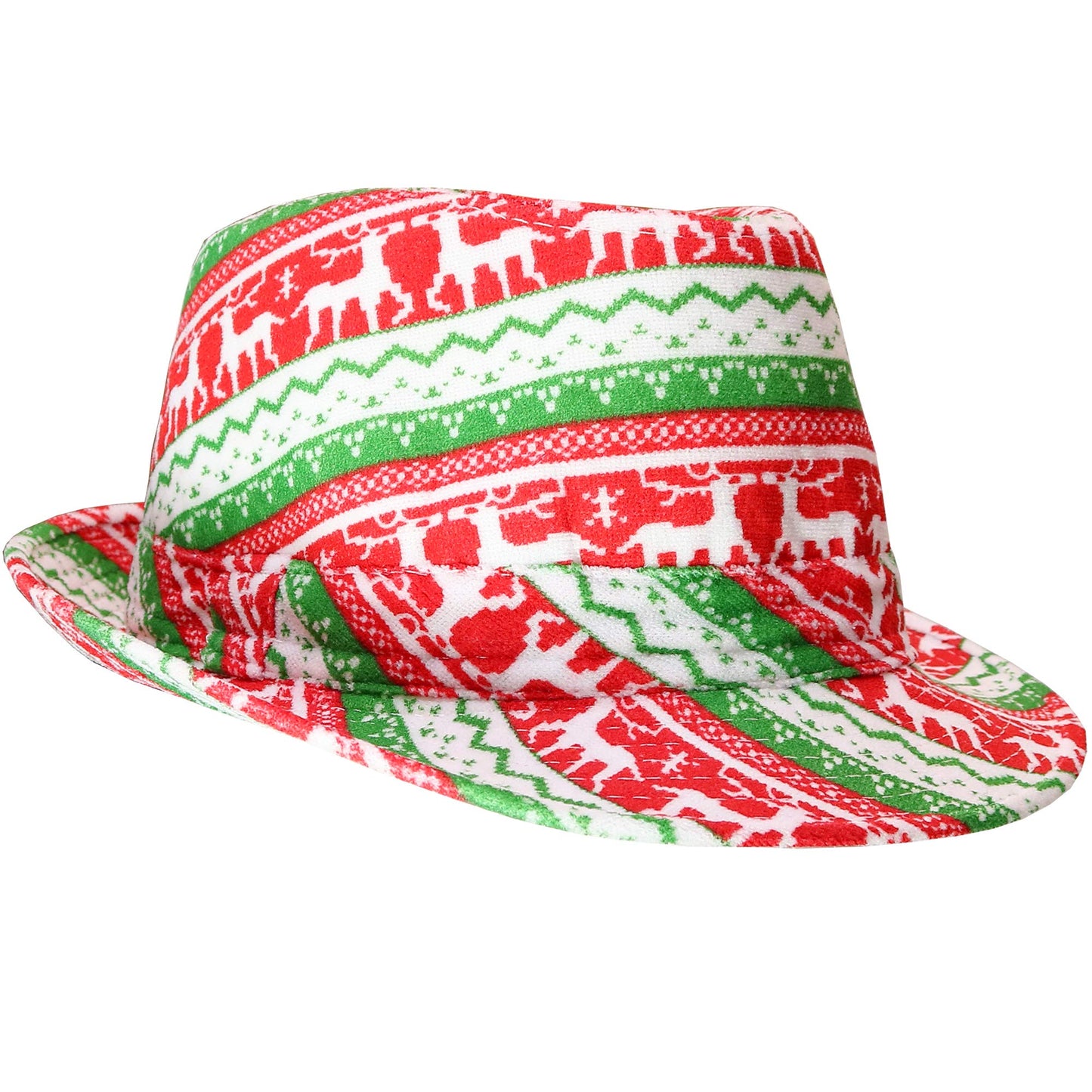 Skeleteen Ugly Sweater Fedora Hat - Funny Christmas Holiday Red and Green Ugly Sweater Party Hat for Adults and Kids