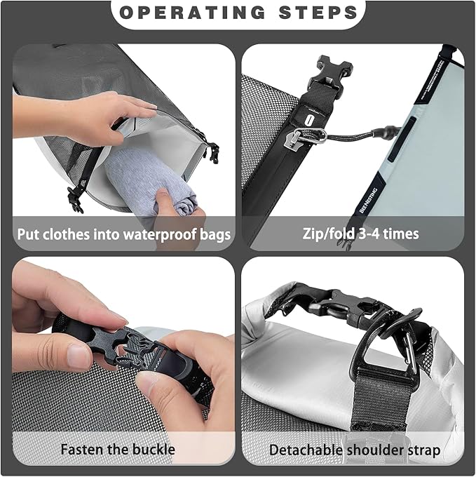 Waterproof dry sack Lightweight Dry Bag Soft and comfortable stuff sacks for backpacking Rafting Boating Camping (Orange, 4L 8L)