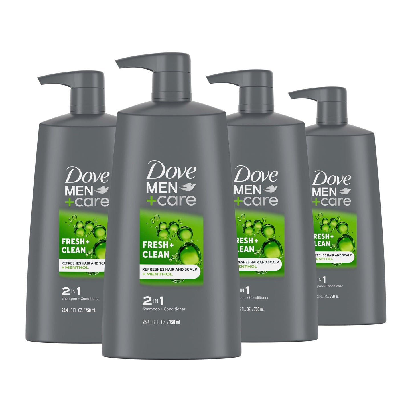 DOVE MEN + CARE 2-in-1 Shampoo and Conditioner Fresh and Clean 4 Count Nourishes and Invigorates Helps Strengthen Hair 25.4 oz