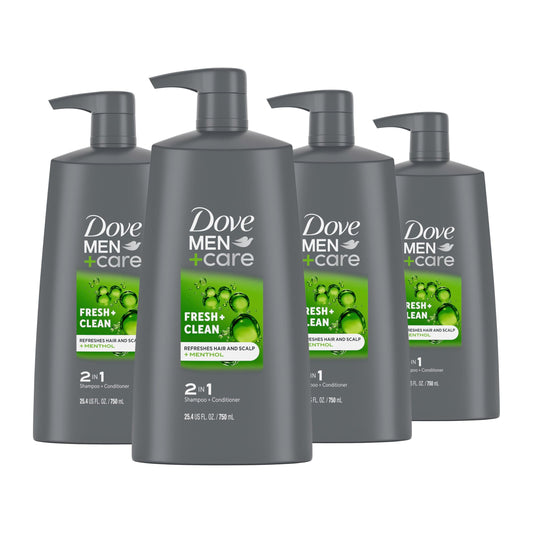 DOVE MEN + CARE 2-in-1 Shampoo and Conditioner Fresh and Clean 4 Count Nourishes and Invigorates Helps Strengthen Hair 25.4 oz
