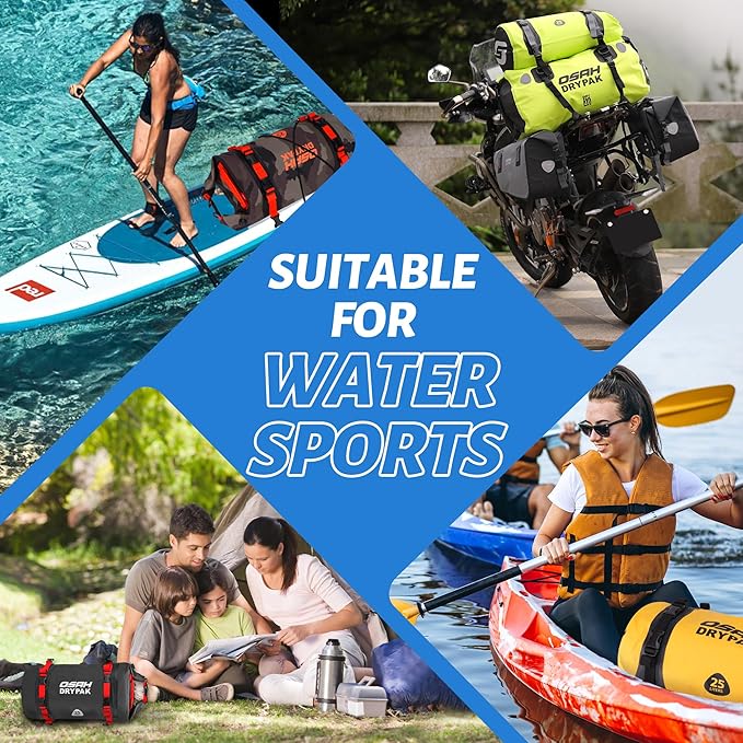 Waterproof Dry Bag - Motorcycle Luggage Tail Bag with Straps for Back Seat, Roll Top Lightweight Waterproof Backpack Sack for Travel, Swimming, Boating, Kayaking, Camping and Beach