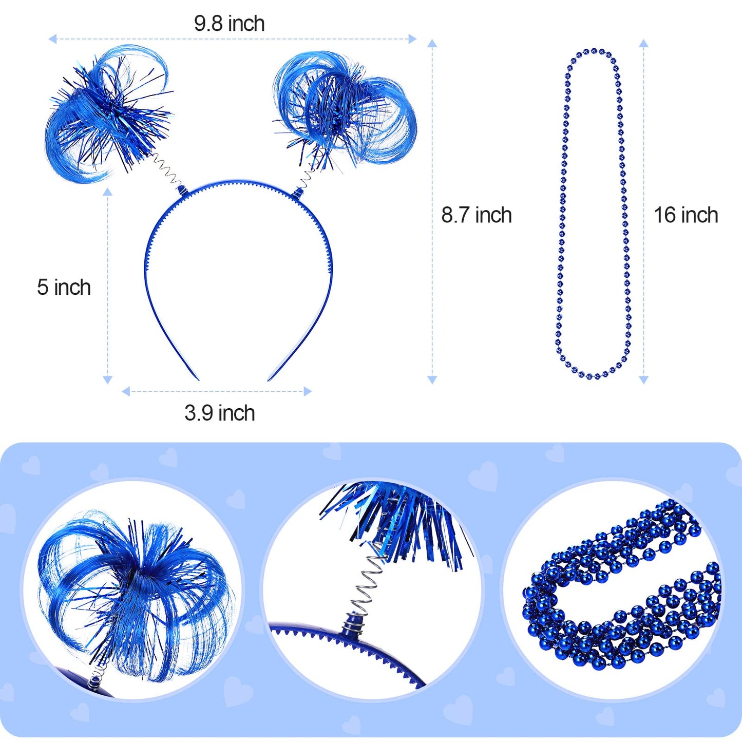 Canlierr Tutu Costume Accessory Set Red White Blue Women's Layered Tulle Skirts Pom Pom Headband Heart Sunglasses Necklaces(Large,Blue)