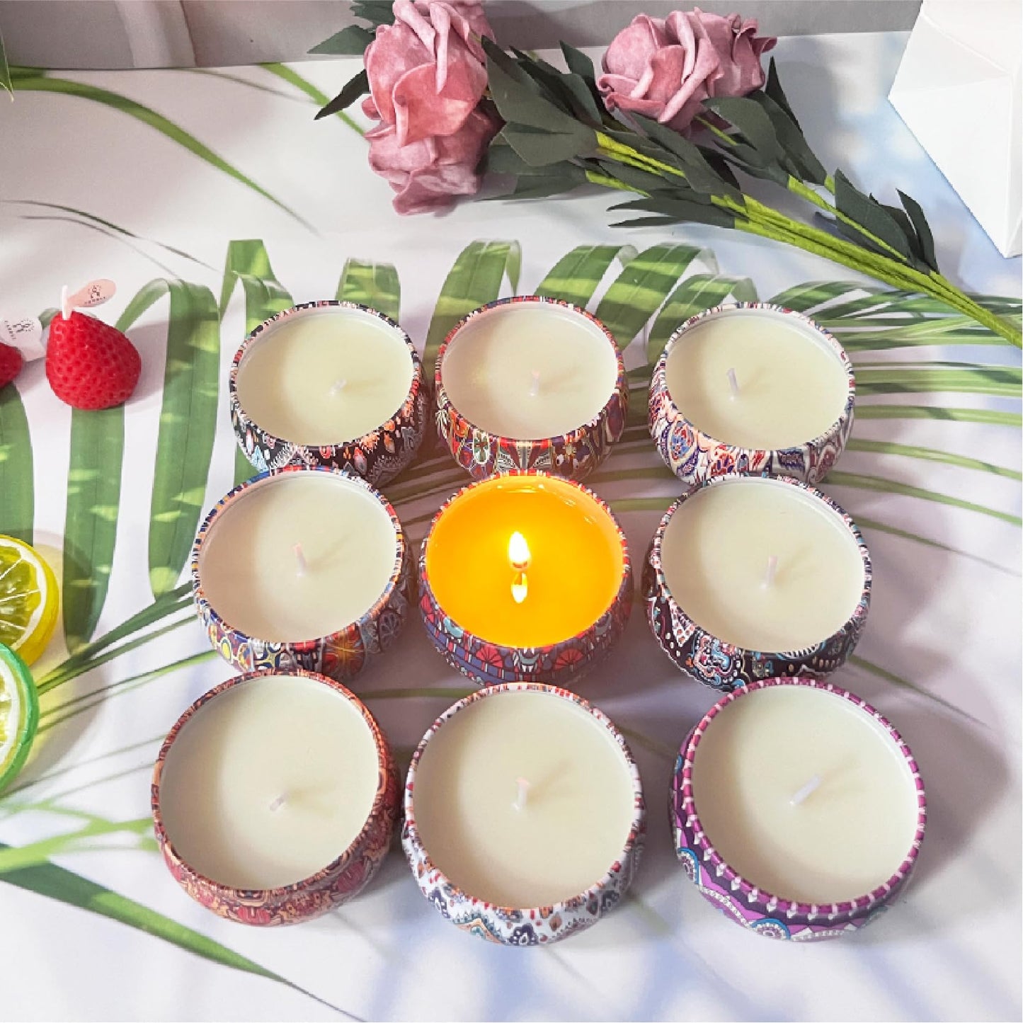Scented Candles Gifts Set for Women, 9 Pack Aromatherapy Candles Pack Soy Wax Include Lavender, Jasmine and Vanilla Scented for Bridesmaid, Birthday, Valentine's, Mother's Day, Bath, Yoga