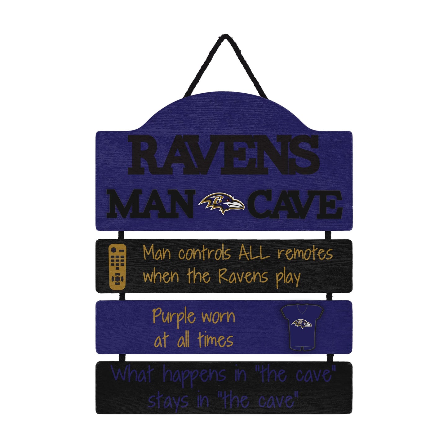 FOCO Baltimore Ravens NFL Mancave Team Logo Man Cave Hanging Wall Sign