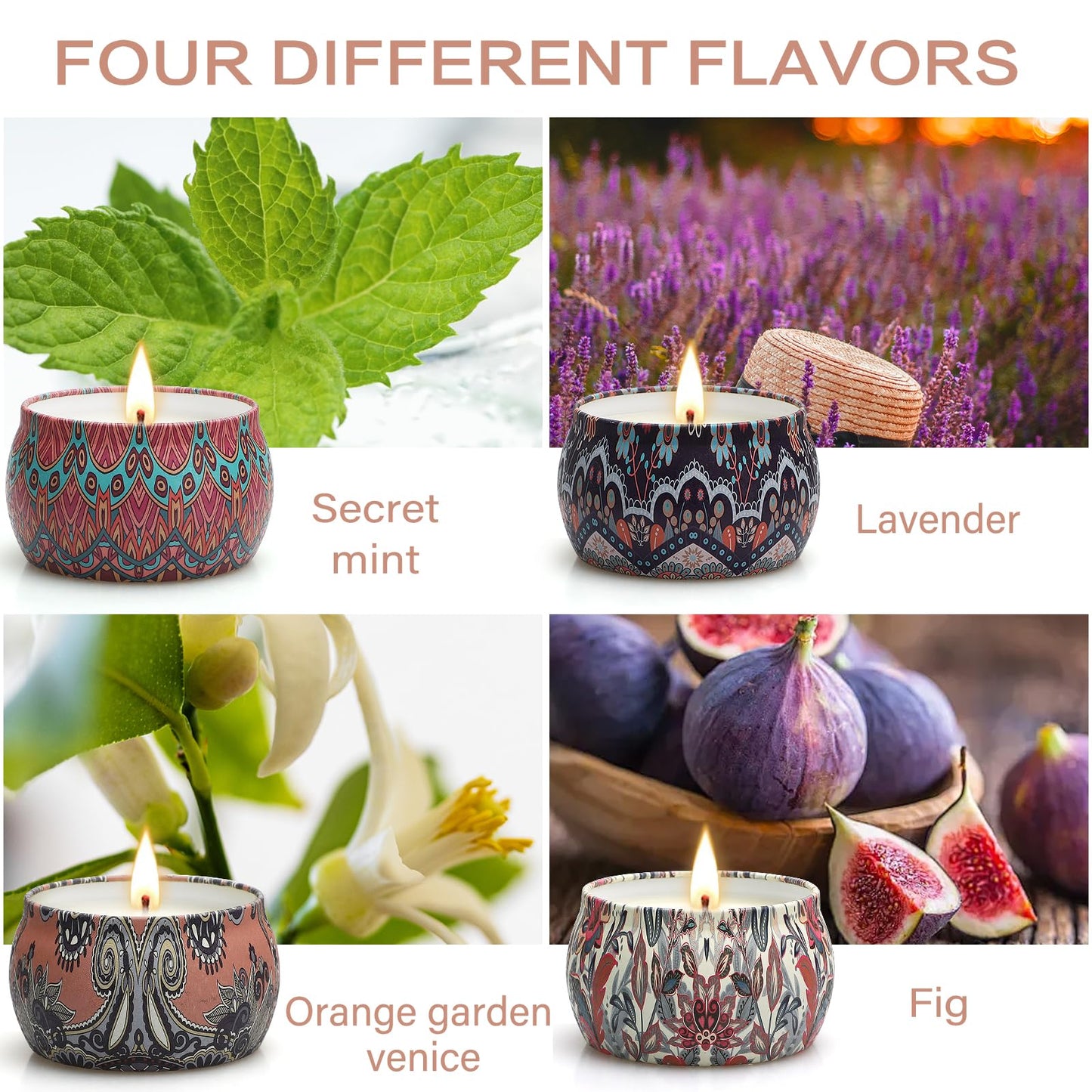 Scented Candles Gift Set, Candles Gifts for Women, 4 Pack 4.4 oz Aromatherapy Candles, Stocking Stuffers for Women, Stress Relief Gifts for Girlfriend, Teacher, Mom, Anniversary, Birthday, Christmas