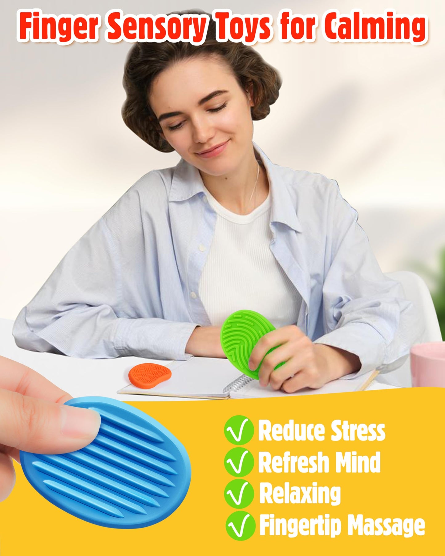 Sensory Fidget Toys for Kids Adults: 16 Pack Textured Silicone Worry Stones for Anxiety Relief, Sensory Stress Toy for Autism Kids Calming, Quiet Small Fidgets for Classroom Prizes