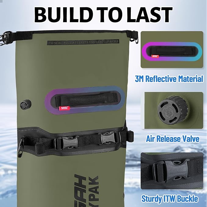 Waterproof Dry Bag - Motorcycle Luggage Tail Bag with Straps for Back Seat, Roll Top Lightweight Waterproof Backpack Sack for Travel, Swimming, Boating, Kayaking, Camping and Beach