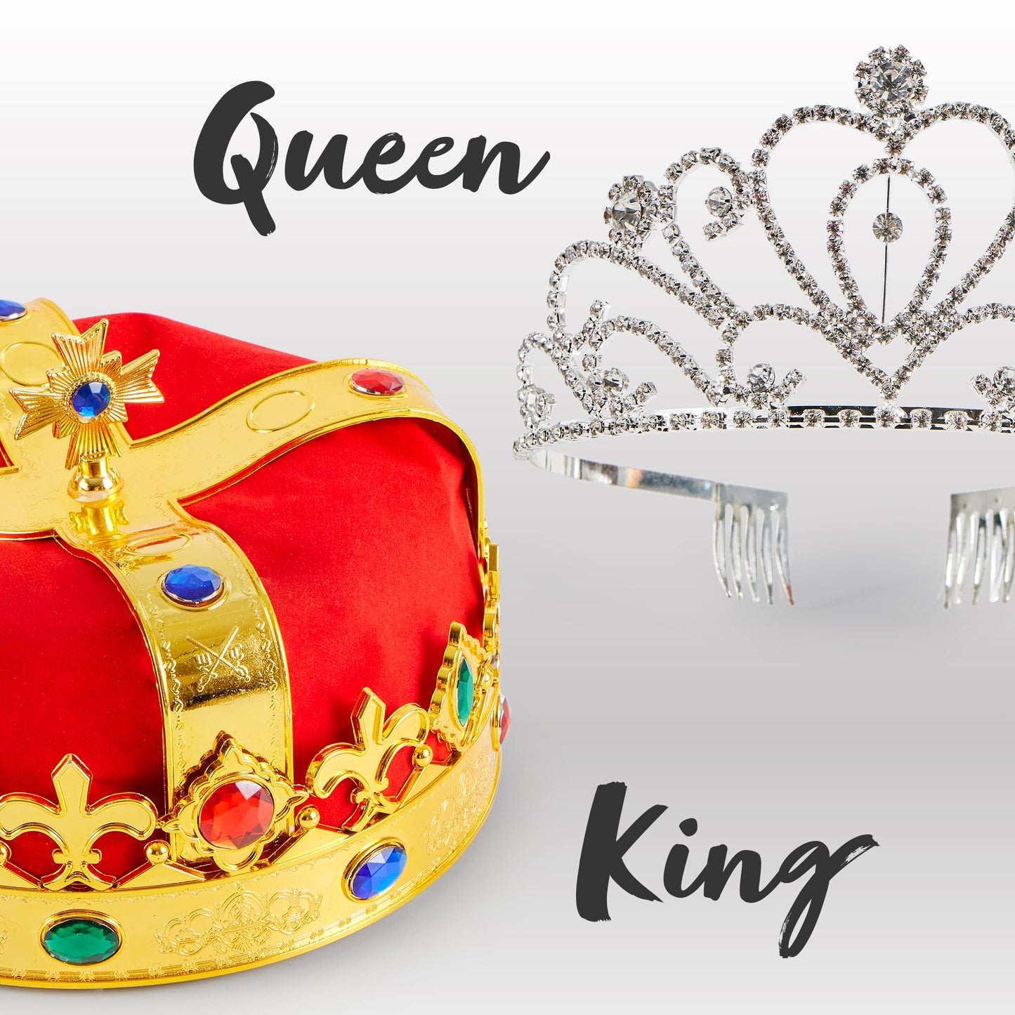 JOYIN 2 Pack Royal Crowns, King's and Queen's Crowns for Kids and Audults, Halloween Party Costume Accessories