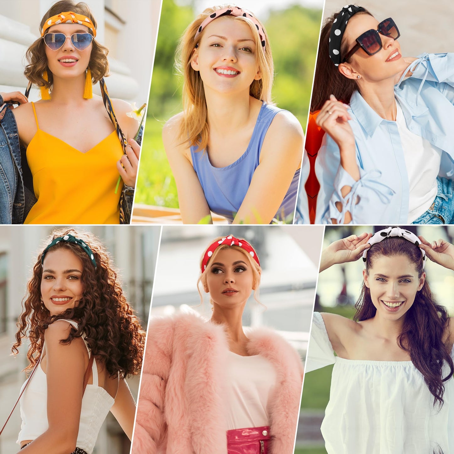 DiyJibb Headbands for Women Girls - 6PCS Stylish Top Knotted Headbands - Knotted Headband for Women - Head Bands Wide Hairband Hair Accessories