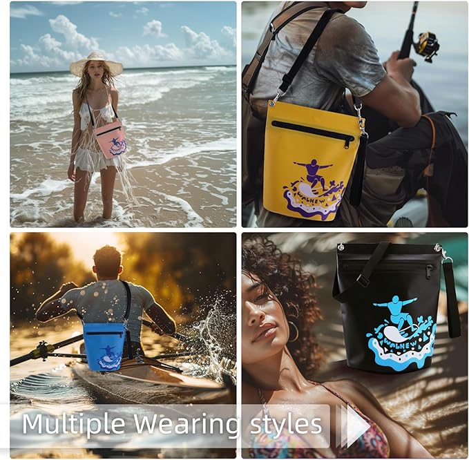 WALNEW Waterproof Dry Bag with Watertight Zipper, Lightweight Waterproof Pouch for Women Men, IPX5 Crossbody Dry Sack Keeps Gear Dry for Kayaking, Beach, Boating, Camping, Fishing, Hiking (BLUE)