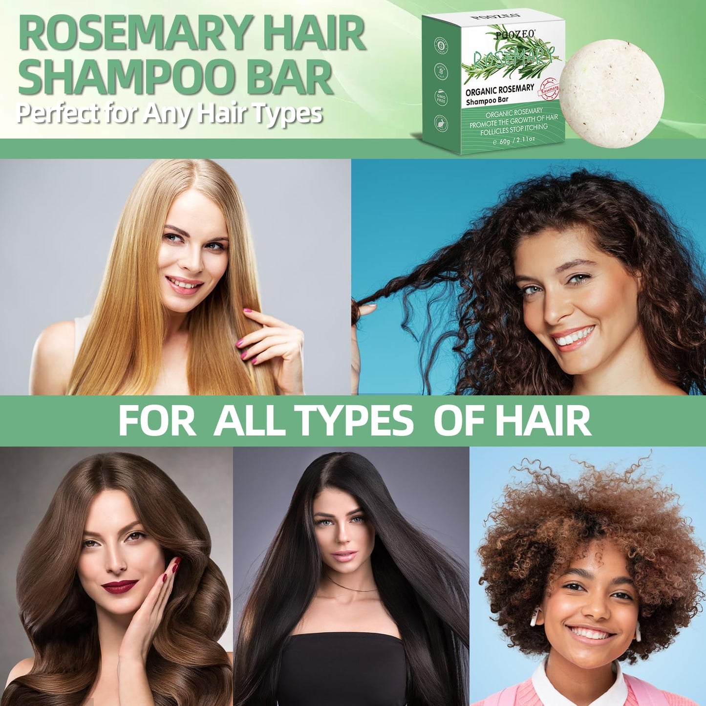 DBEAUTYM 2 Pack Rosemary Hair Shampoo Bar,Deep Cleansing for Scalp Hair Loss Shampoo Soap,Organic Hair Oil Control,Solid Shampoo for Hair Growth, Refreshing and Hydrating Soap for Mothers Day Gifts