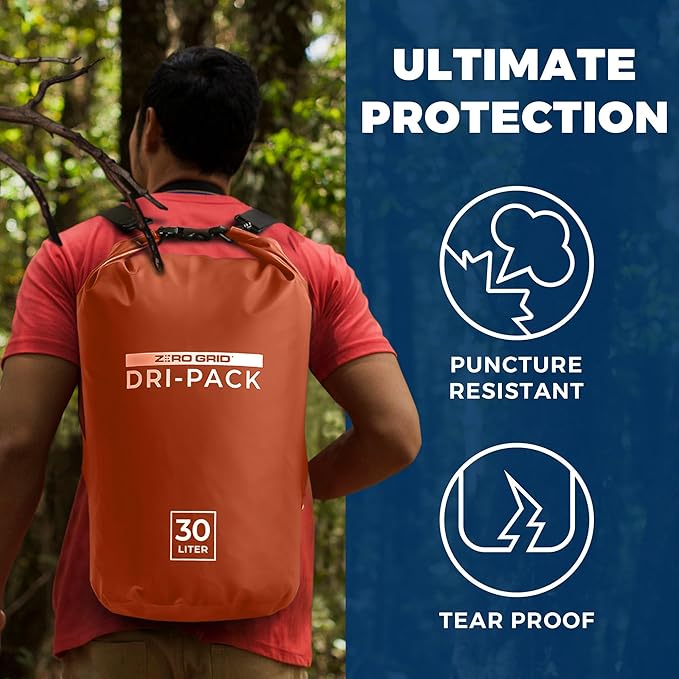 Zero Grid Waterproof Dry Bag - Floating Roll Top Drybag Keeps Dry 10L/20L/30L/40L Sizes for Backpacking, Kayaking, Boating, Camping, Fishing, Hiking, Made from Tough 500D Material