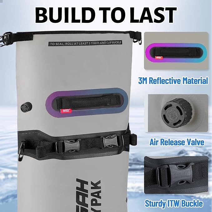 Waterproof Dry Bag - Motorcycle Luggage Tail Bag with Straps for Back Seat, Roll Top Lightweight Waterproof Backpack Sack for Travel, Swimming, Boating, Kayaking, Camping and Beach