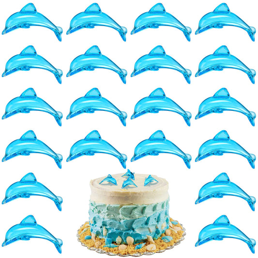 Taiyin 125 Pcs Acrylic Dolphins Cupcake Toppers Blue Dolphin Figurines Birthday Party Decorations Dolphin Cake Topper for Sea Nautical Mermaid Themed Birthday Party Favors Baby Shower Decorations