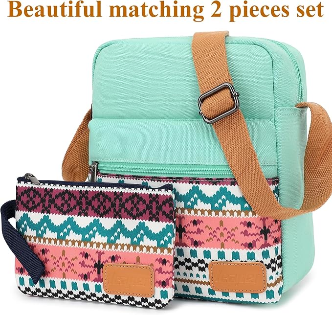 Leaper Girls Crossbody Purses for Kids 2 PCS Cross Body Bag Women Messenger Bag Girls Canvas Bag Cross Body Purse Set