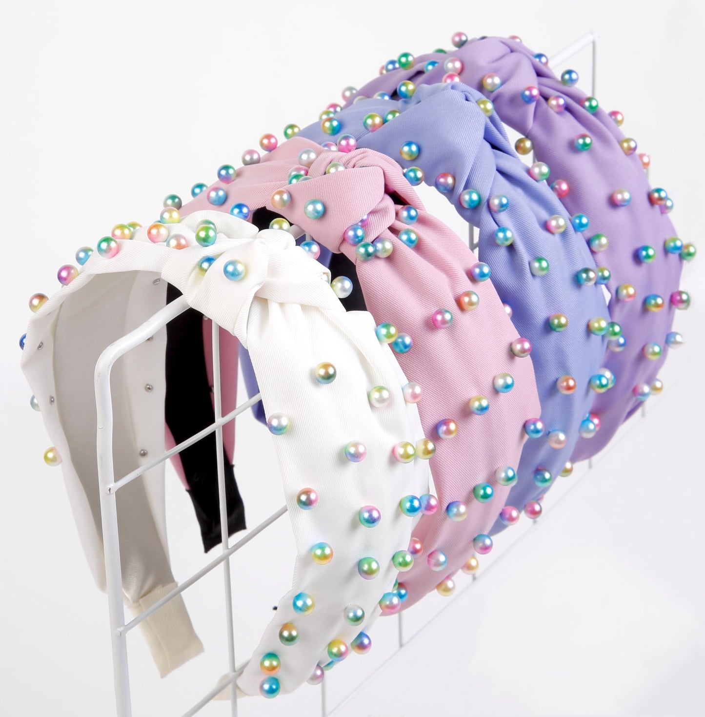 Easter Headbands for Women Girls - 4PCS Knotted Headbands for Women Trendy - Top Knot Pearl Head Band for Women’s Hair - Fashion Headband Wide Hair Bands Accessories