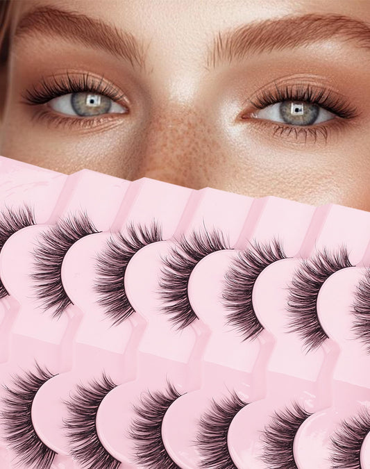 Easeful Natural Look Wispy Lashes Mink False Eyelashes C Curl Strip Lashes Pure-04