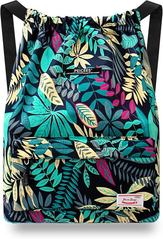 Peicees Waterproof Drawstring Sport Bag Lightweight Sackpack Backpack for Men and Women