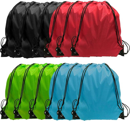 GoodtoU Drawstring Bag 12 Pack Drawsting Backpack Bags Bulk Draw String Sport Bag for Gym Party Trip 4 Color