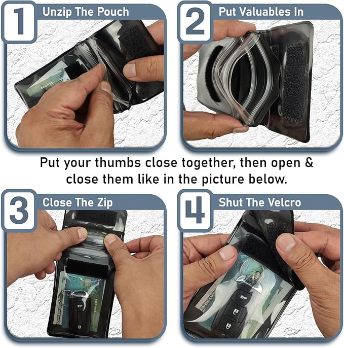 Waterproof Car Key FOB Pouch Submersible Dry Bag Holder for ID Credit Cards Cash Keys Case Swim Surf Floating Wallet