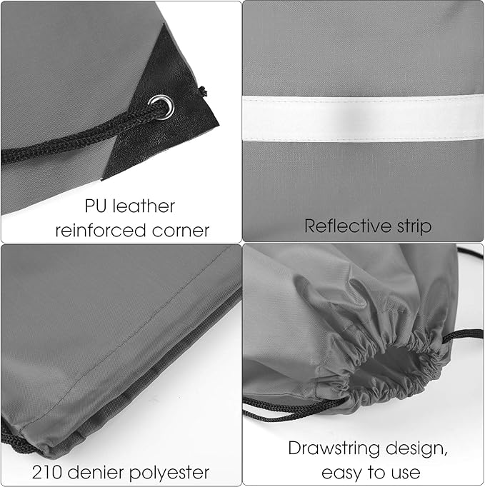 KUUQA 12 Pcs Drawstring Backpack Bag Bulk Reflective Backpack Gray String Bags Cinch Sack Backpack for Team Yoga Sport Gym Traveling