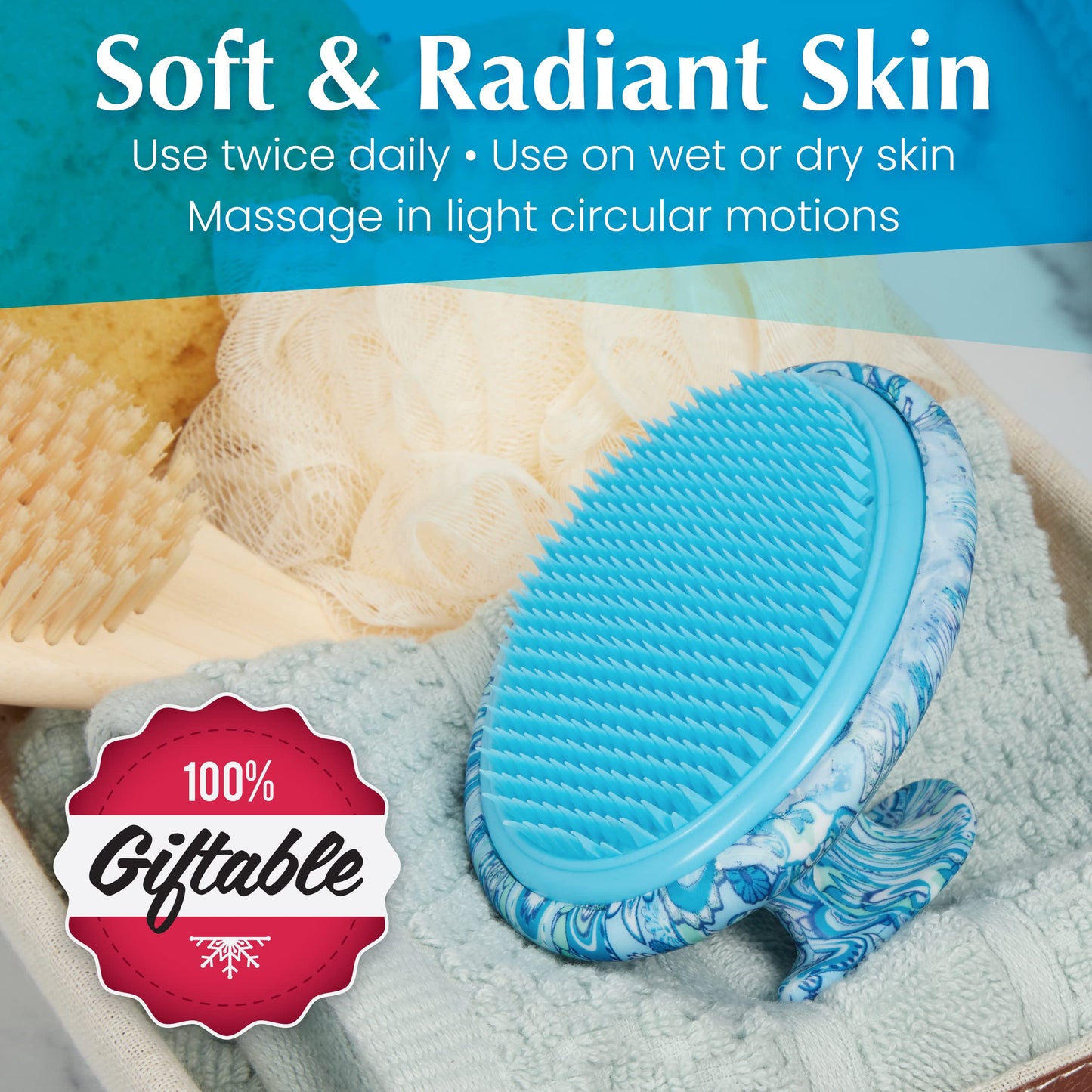 Dylonic Body Brush for Razor Bumps and Ingrown Hairs Treatment - 1pk Skin Exfoliator for Body Shaving Irritation, Strawberry Legs, Armpit, Bikini Line - Blue