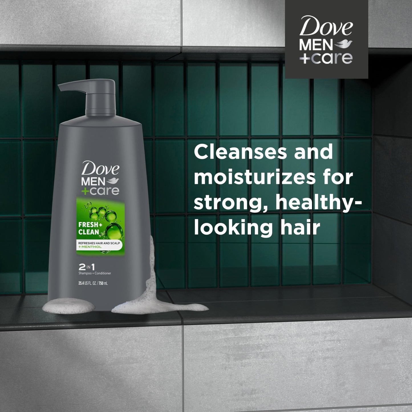 DOVE MEN + CARE 2-in-1 Shampoo and Conditioner Fresh and Clean 4 Count Nourishes and Invigorates Helps Strengthen Hair 25.4 oz