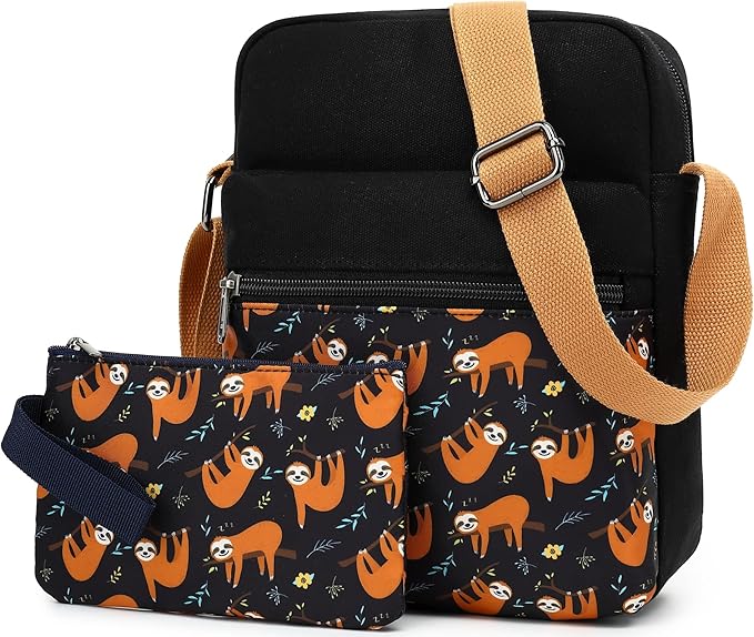 Leaper Girls Crossbody Purses for Kids 2 PCS Cross Body Bag Women Messenger Bag Girls Canvas Bag Cross Body Purse Set